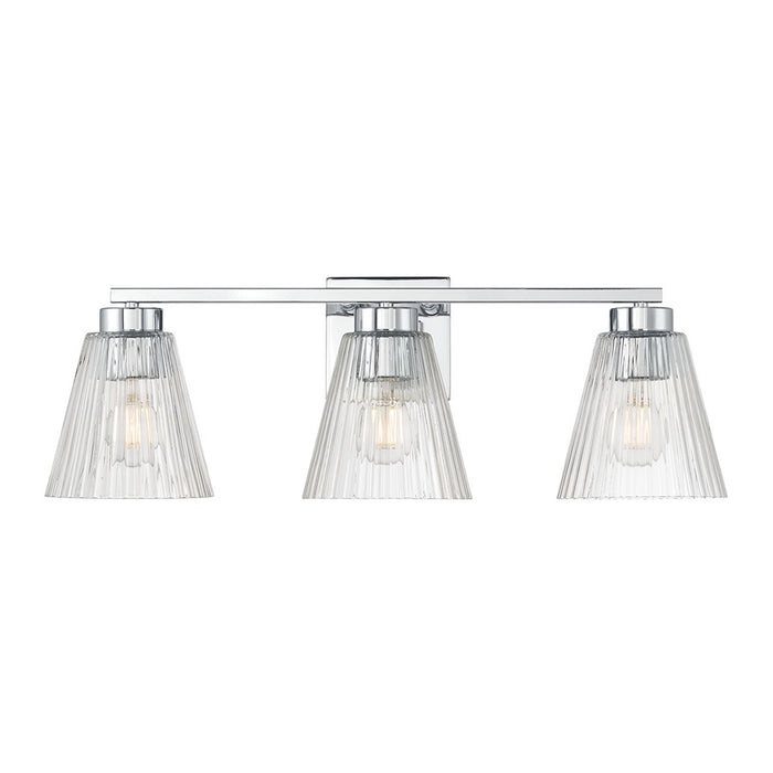 Millennium Riville 3Lt Bathroom Vanity Light, Chrome/Clear Striated