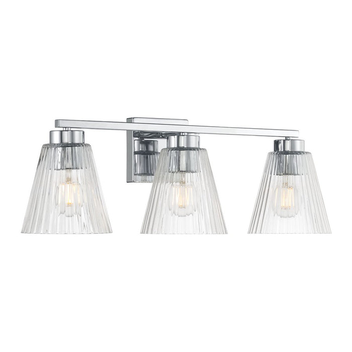 Millennium Riville 3Lt Bathroom Vanity Light, Chrome/Clear Striated