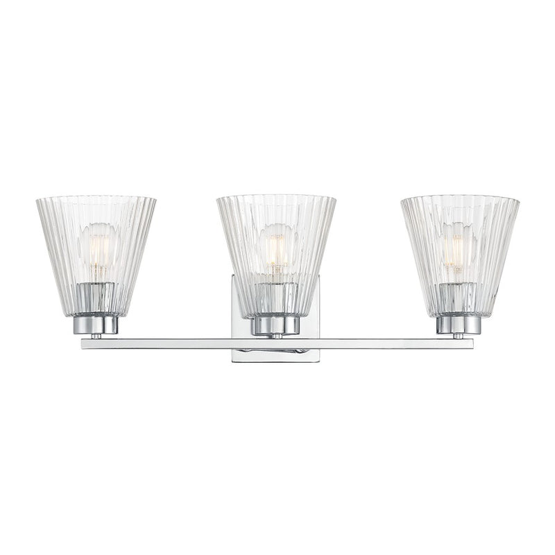 Millennium Riville 3Lt Bathroom Vanity Light, Chrome/Clear Striated