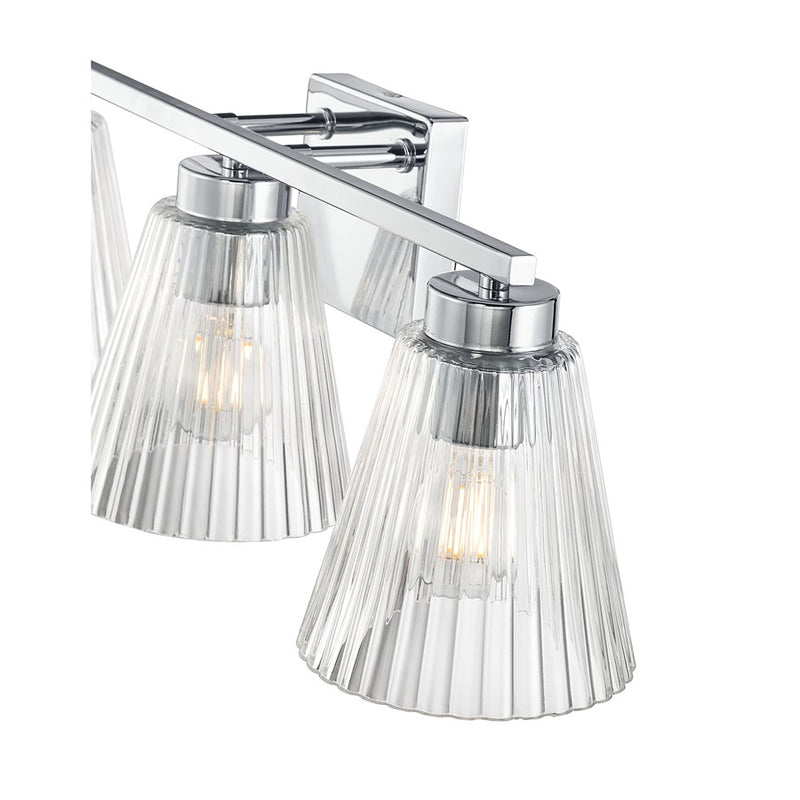 Millennium Riville 3Lt Bathroom Vanity Light, Chrome/Clear Striated