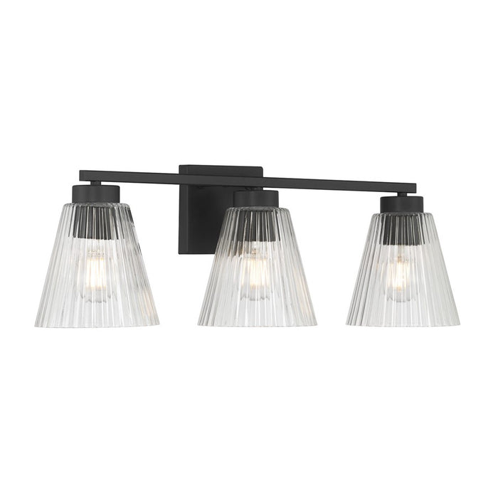 Millennium Riville 3Lt Bathroom Vanity Light, Black/Clear Striated