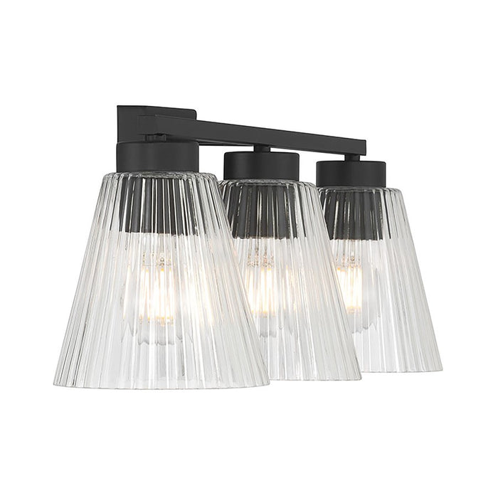 Millennium Riville 3Lt Bathroom Vanity Light, Black/Clear Striated
