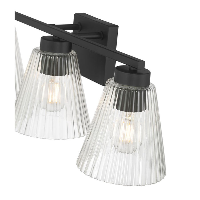 Millennium Riville 3Lt Bathroom Vanity Light, Black/Clear Striated