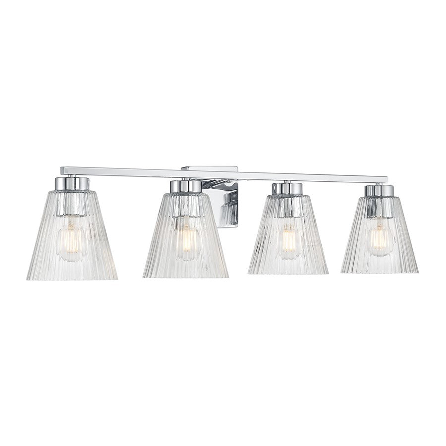 Millennium Riville 4Lt Bathroom Vanity Light, Chrome/Clear Striated - 63004-CH