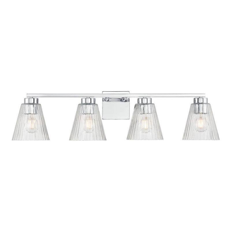 Millennium Riville 4Lt Bathroom Vanity Light, Chrome/Clear Striated