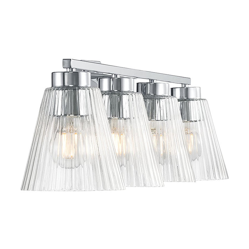 Millennium Riville 4Lt Bathroom Vanity Light, Chrome/Clear Striated