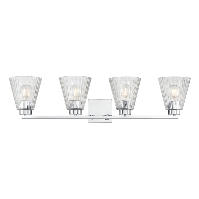 Millennium Riville 4Lt Bathroom Vanity Light, Chrome/Clear Striated