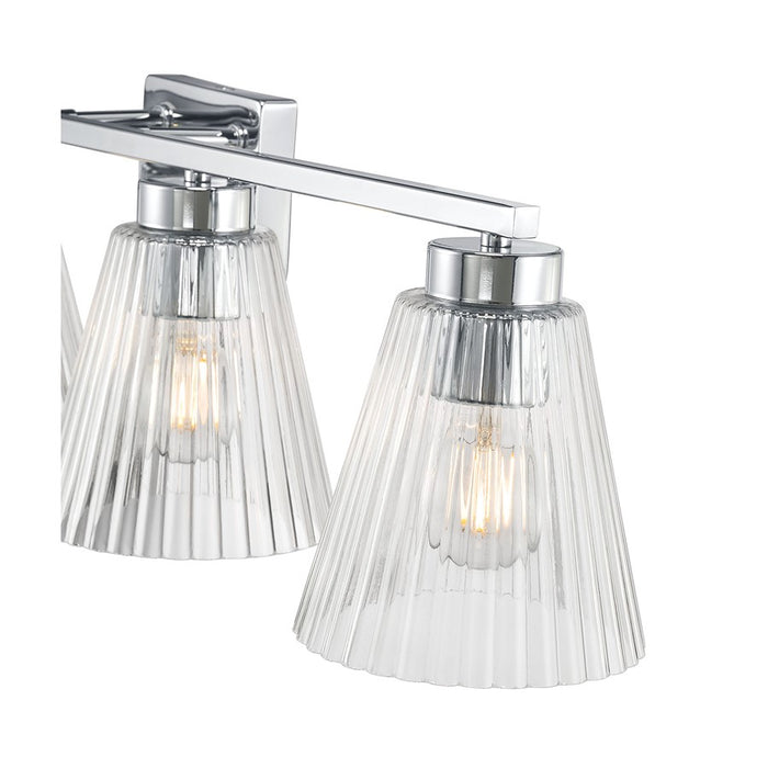 Millennium Riville 4Lt Bathroom Vanity Light, Chrome/Clear Striated