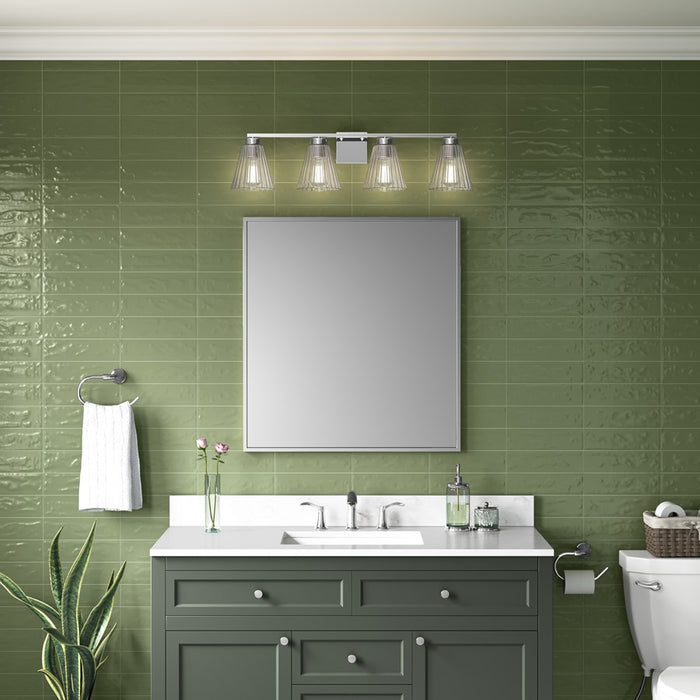 Millennium Riville 4Lt Bathroom Vanity Light, Chrome/Clear Striated