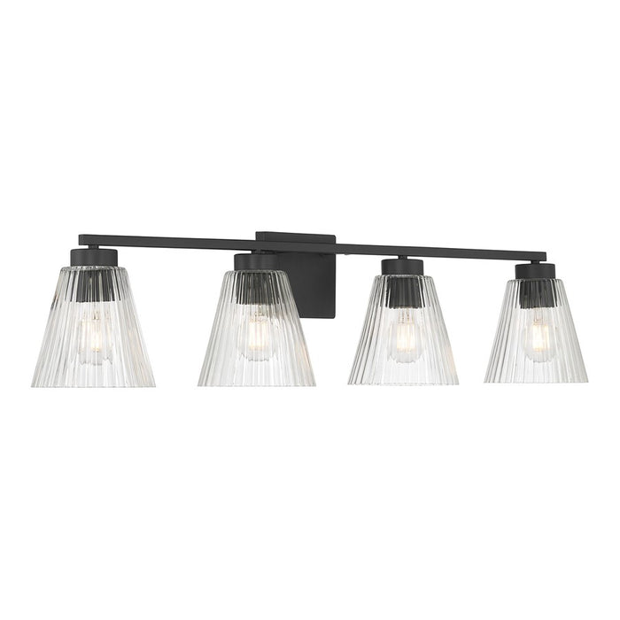 Millennium Riville 4Lt Bathroom Vanity Light, Black/Clear Striated - 63004-MB