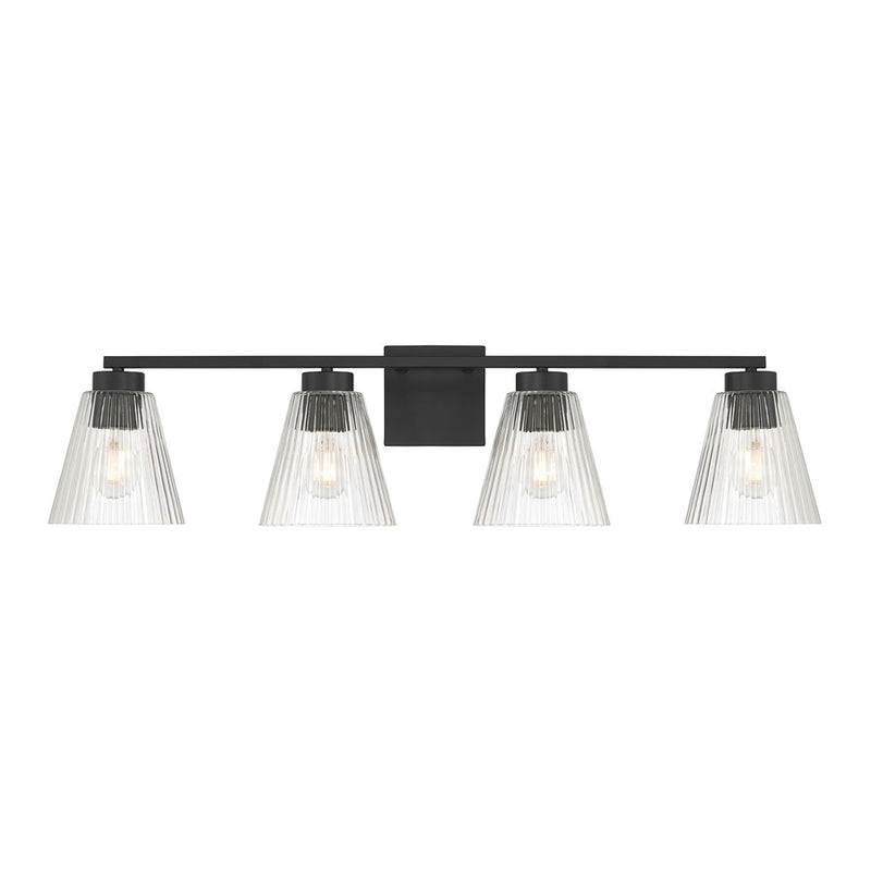 Millennium Riville 4Lt Bathroom Vanity Light, Black/Clear Striated