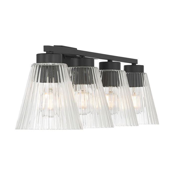 Millennium Riville 4Lt Bathroom Vanity Light, Black/Clear Striated
