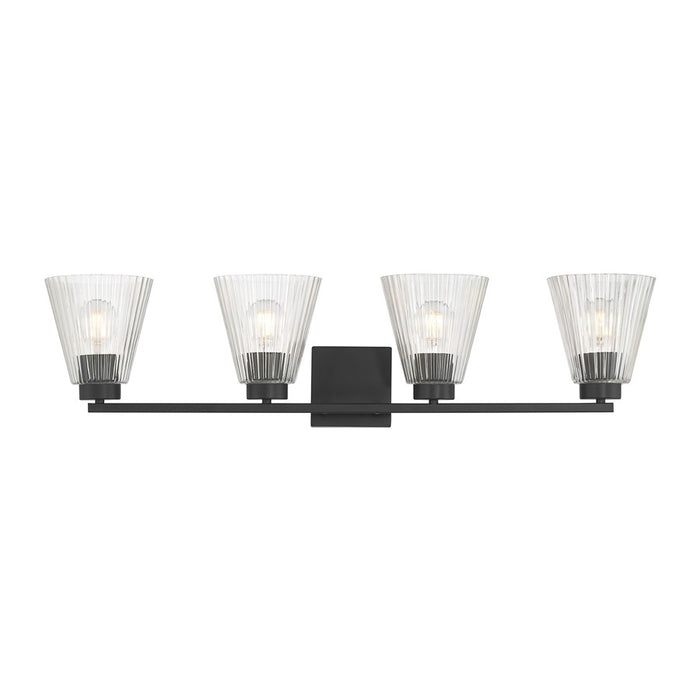 Millennium Riville 4Lt Bathroom Vanity Light, Black/Clear Striated
