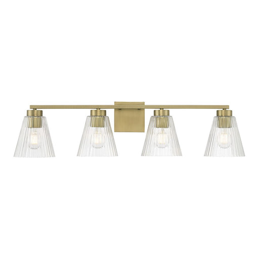 Millennium Riville 4Lt Bathroom Vanity Light, Brass/Clear Striated