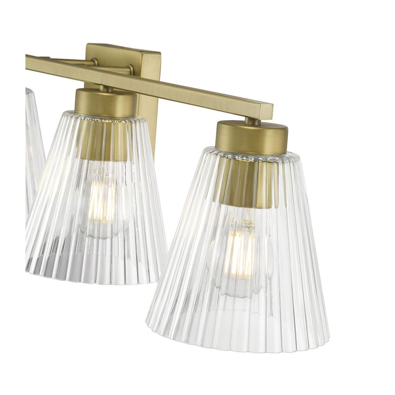 Millennium Riville 4Lt Bathroom Vanity Light, Brass/Clear Striated