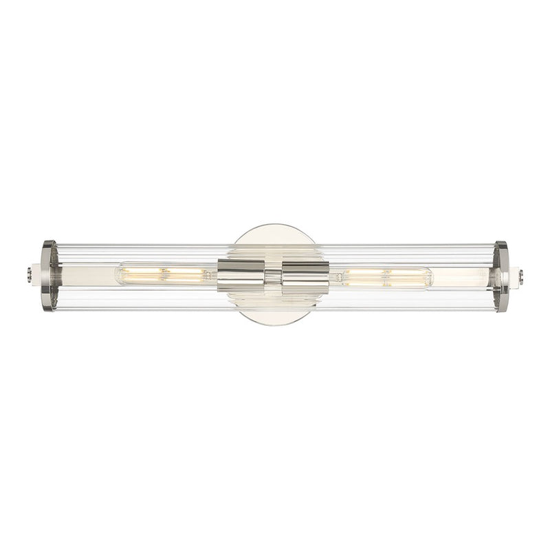 Millennium Cylora 2Lt Bathroom VanityLt Bar, Nickel/Clear Striated