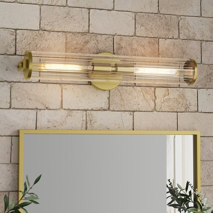 Millennium Cylora 2Lt Bathroom VanityLt Bar, Brass/Clear Striated