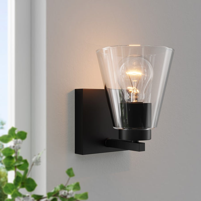 Millennium Lighting Strayhan 6.75" High 1Lt Wall Sconce, Black/Clear