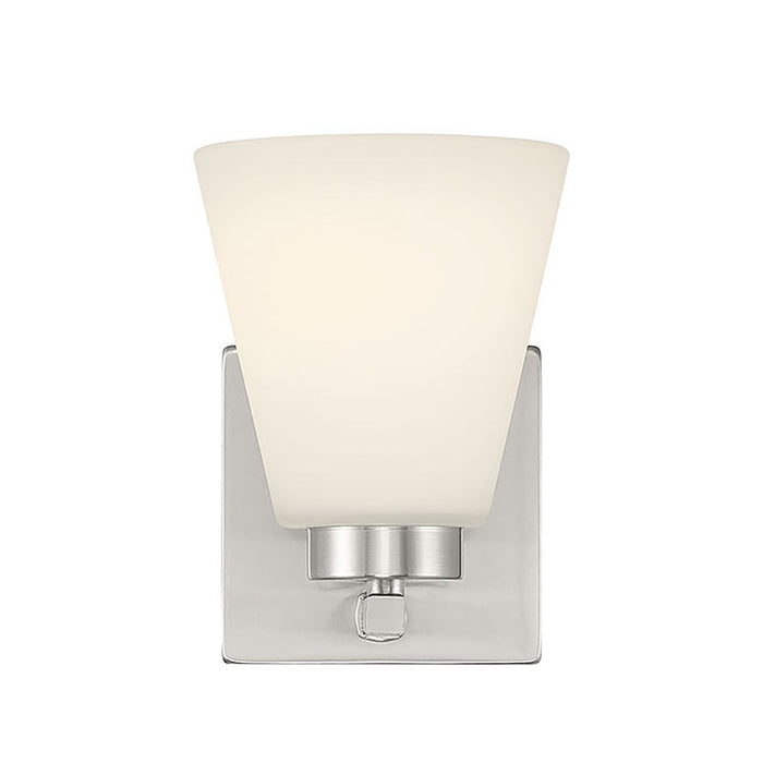 Millennium Strayhan 1Lt Wall Sconce, Nickel/White Frosted
