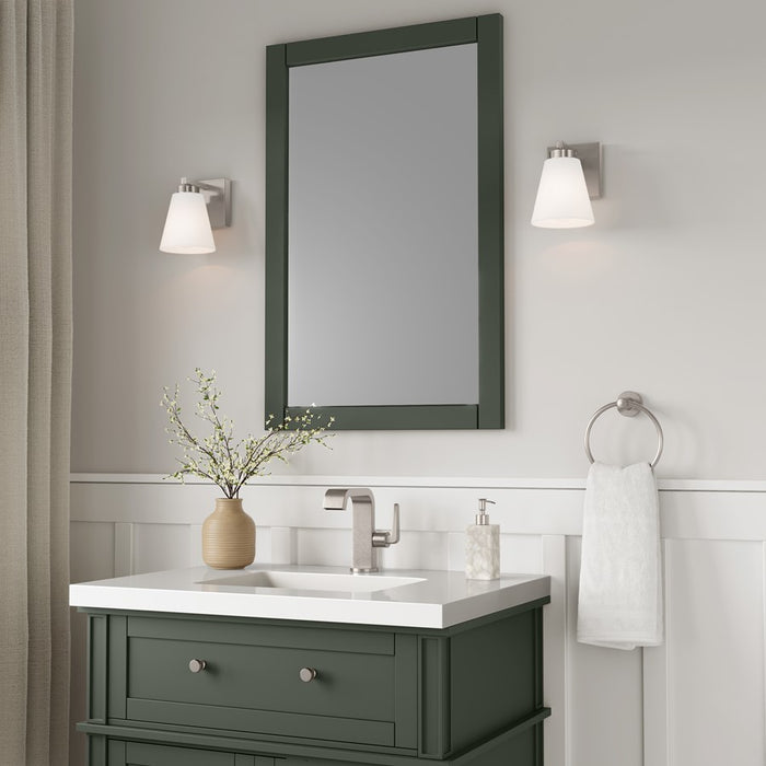 Millennium Strayhan 1Lt Wall Sconce, Nickel/White Frosted