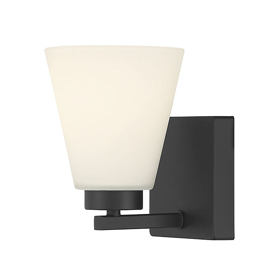 Millennium Strayhan 1Lt Wall Sconce, Black/White Frosted - 64001WG-MB