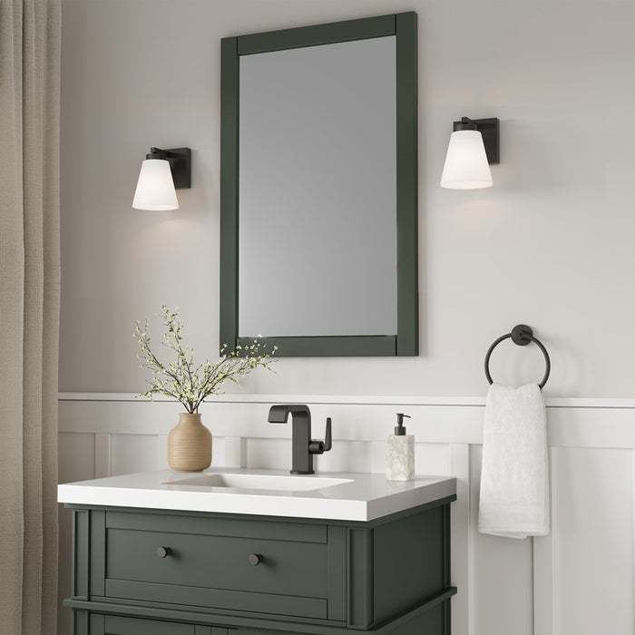 Millennium Strayhan 1Lt Wall Sconce, Black/White Frosted