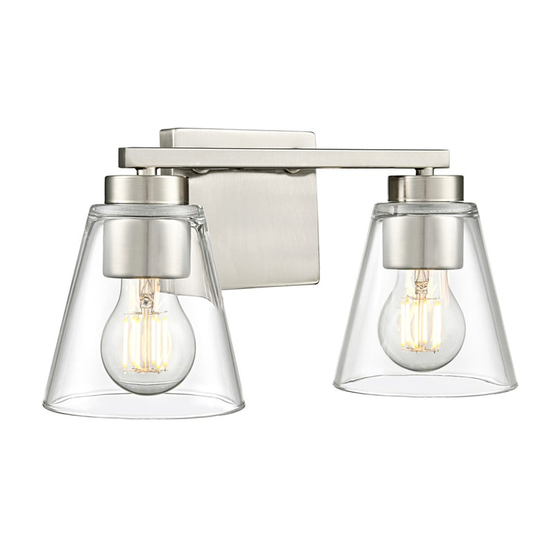 Millennium Lighting Strayhan 13" 2Lt Vanity, Brushed Nickel/Clear - 64002-BN