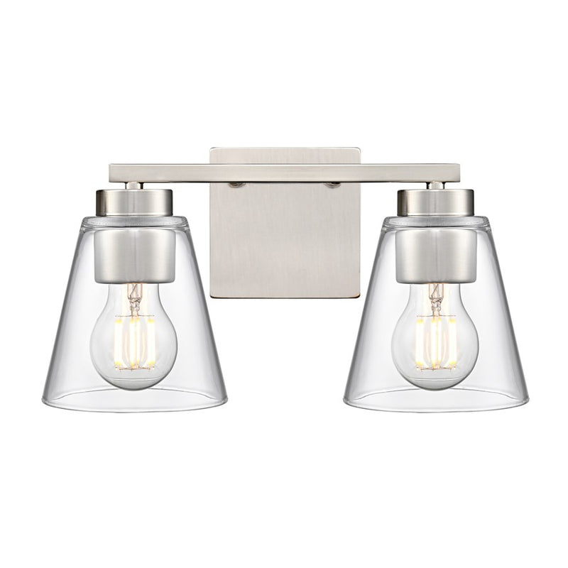Millennium Lighting Strayhan 13" 2Lt Vanity, Brushed Nickel/Clear