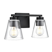 Millennium Lighting Strayhan 13" 2Lt Vanity, Matte Black/Clear - 64002-MB
