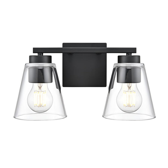 Millennium Lighting Strayhan 13" 2Lt Vanity, Matte Black/Clear