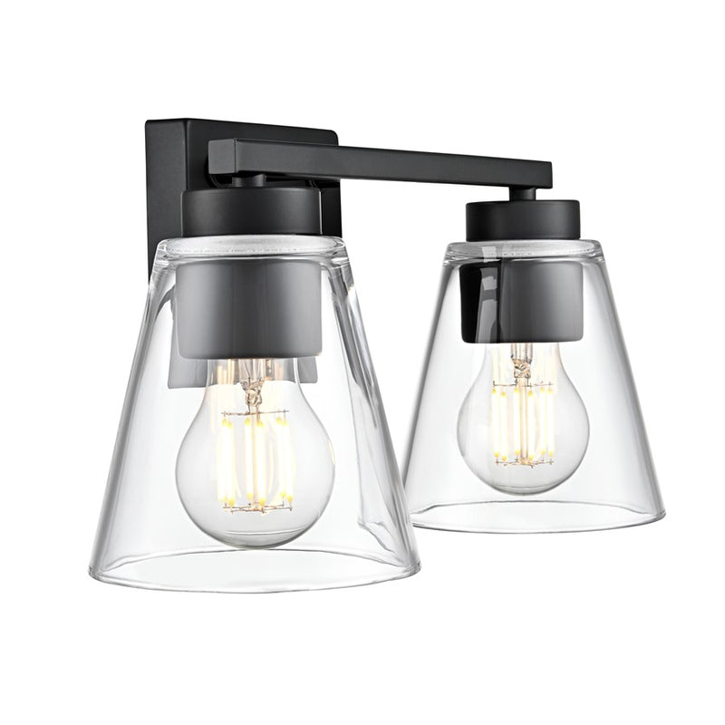 Millennium Lighting Strayhan 13" 2Lt Vanity, Matte Black/Clear