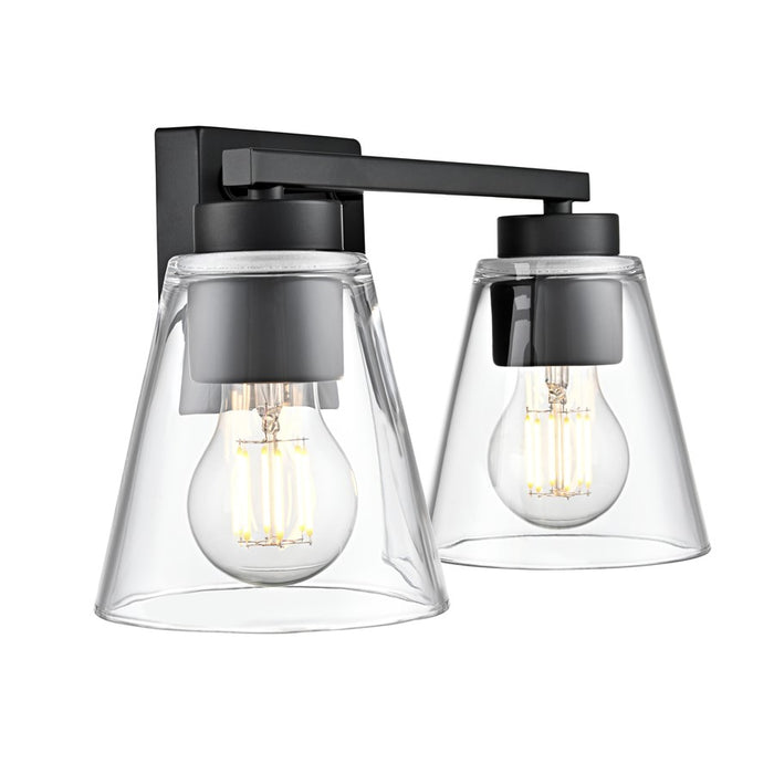 Millennium Lighting Strayhan 13" 2Lt Vanity, Matte Black/Clear