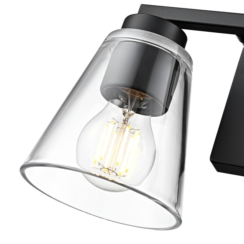 Millennium Lighting Strayhan 13" 2Lt Vanity, Matte Black/Clear