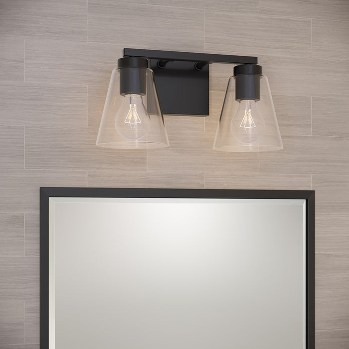 Millennium Lighting Strayhan 13" 2Lt Vanity, Matte Black/Clear