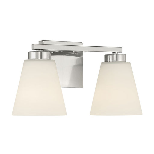 Millennium Strayhan 2Lt Bathroom Vanity Light, Nickel/White Frosted - 64002WG-BN