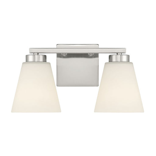 Millennium Strayhan 2Lt Bathroom Vanity Light, Nickel/White Frosted