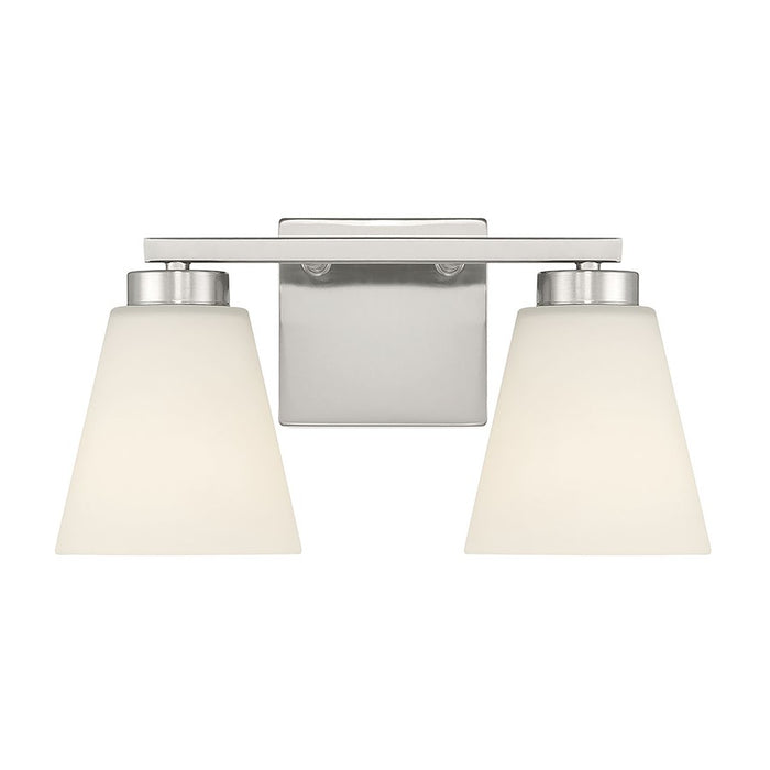 Millennium Strayhan 2Lt Bathroom Vanity Light, Nickel/White Frosted