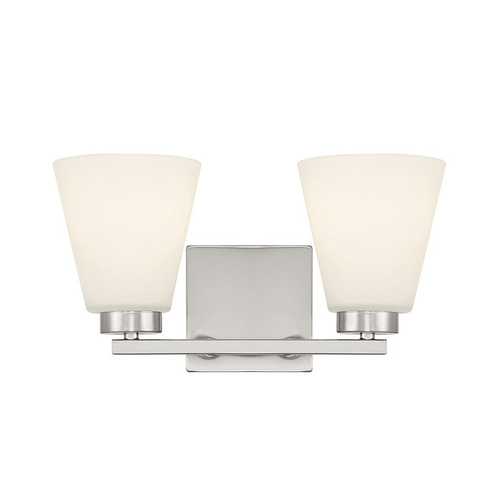 Millennium Strayhan 2Lt Bathroom Vanity Light, Nickel/White Frosted