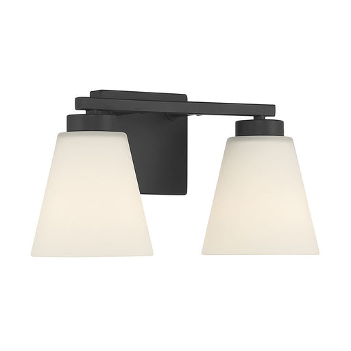 Millennium Strayhan 2Lt Bathroom Vanity Light, Black/White Frosted - 64002WG-MB