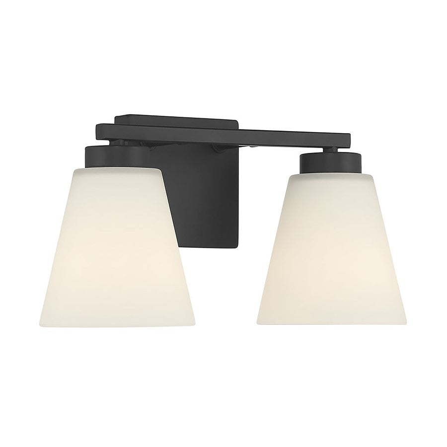 Millennium Strayhan 2Lt Bathroom Vanity Light, Black/White Frosted - 64002WG-MB