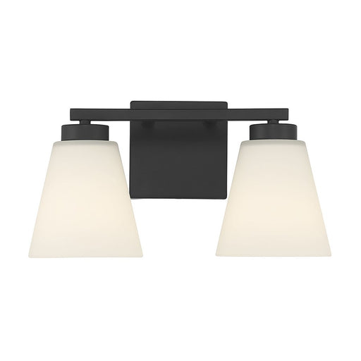 Millennium Strayhan 2Lt Bathroom Vanity Light, Black/White Frosted