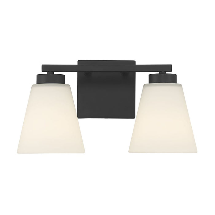 Millennium Strayhan 2Lt Bathroom Vanity Light, Black/White Frosted