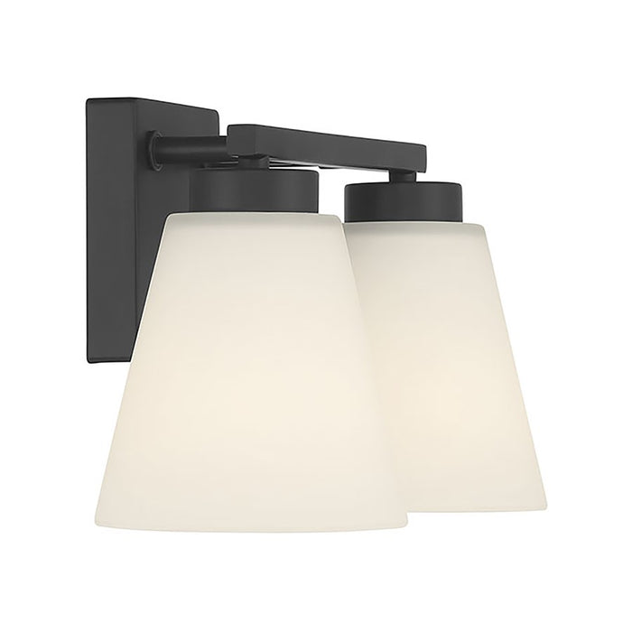 Millennium Strayhan 2Lt Bathroom Vanity Light, Black/White Frosted