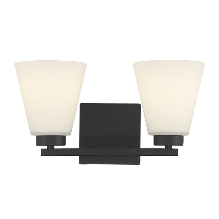 Millennium Strayhan 2Lt Bathroom Vanity Light, Black/White Frosted