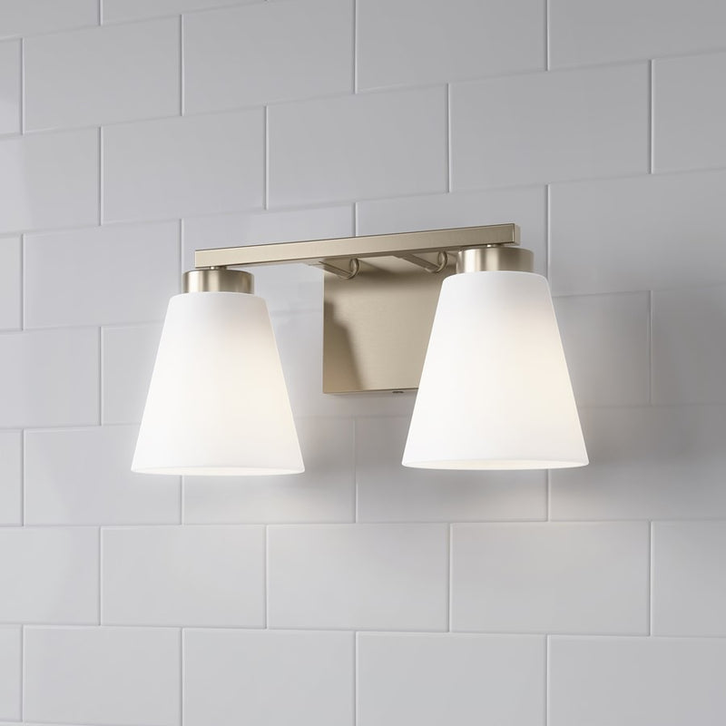 Millennium Strayhan 2Lt Bathroom Vanity Light, Gold/White Frosted