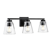 Millennium Lighting Strayhan 22" 3Lt Vanity, Matte Black/Clear - 64003-MB