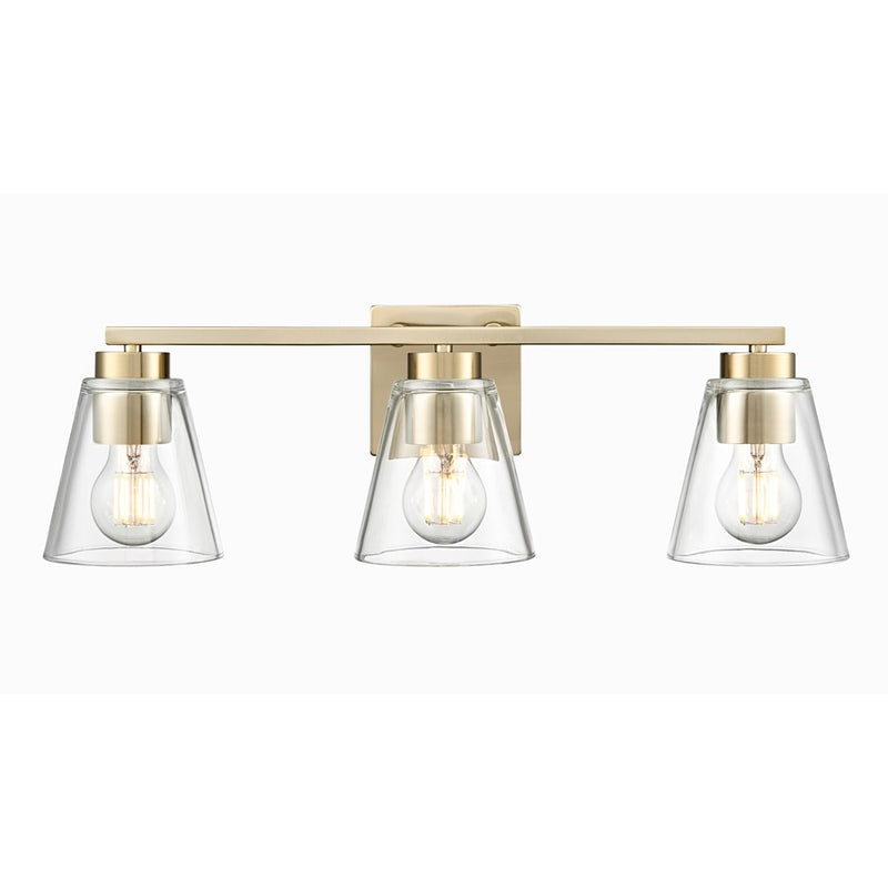 Millennium Lighting Strayhan 22" 3Lt Vanity, Modern Gold/Clear