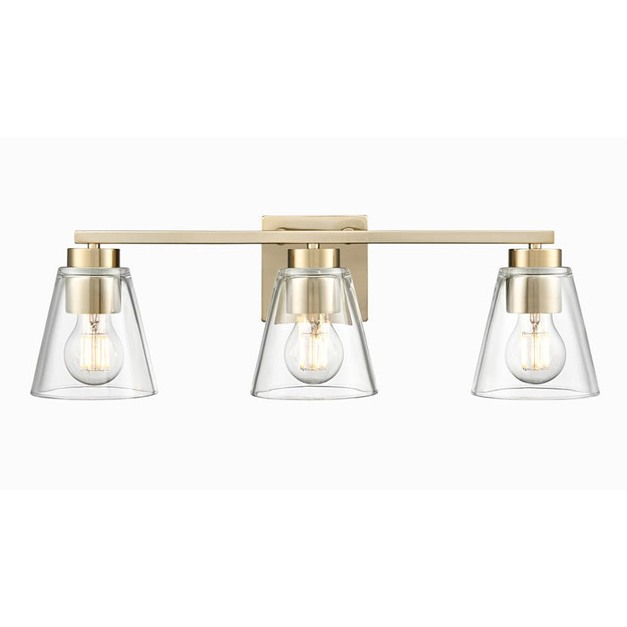 Millennium Lighting Strayhan 22" 3Lt Vanity, Modern Gold/Clear