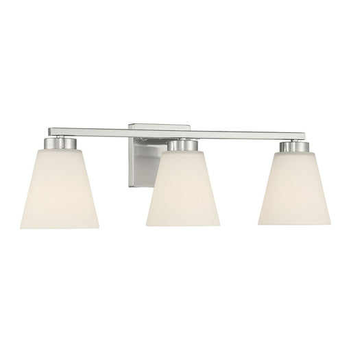 Millennium Strayhan 3Lt Bathroom Vanity Light, Nickel/White Frosted - 64003WG-BN