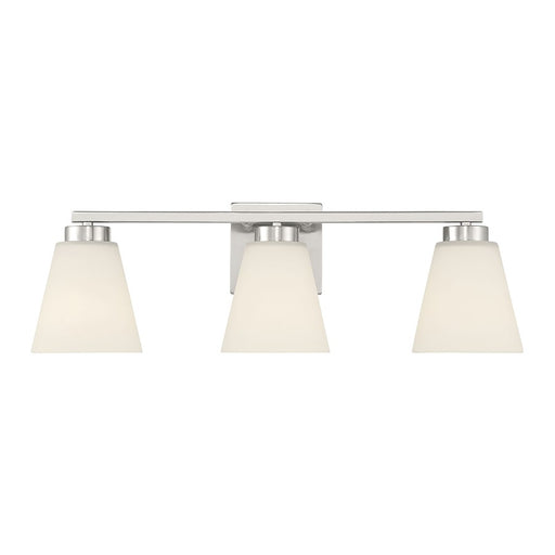 Millennium Strayhan 3Lt Bathroom Vanity Light, Nickel/White Frosted